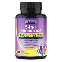 DRFOSTER probiotics bottle with 60B CFU capsules for daily gut support.