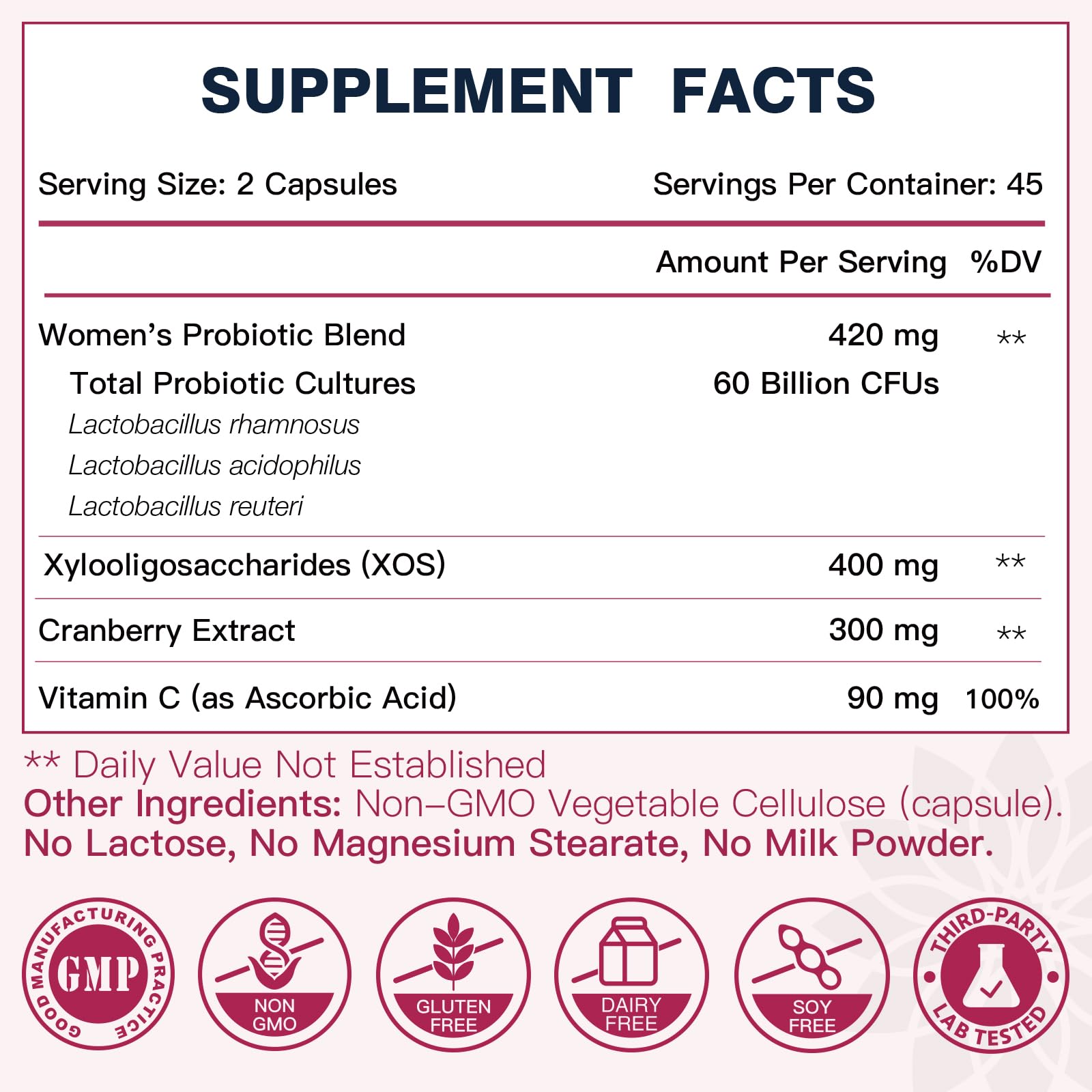 DRFOSTER Vaginal Probiotics cranberry vitamin C image underscores urinary tract support.