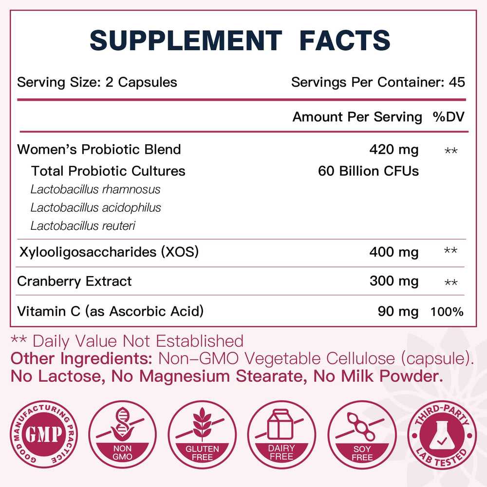 DRFOSTER Vaginal Probiotics cranberry vitamin C image underscores urinary tract support.