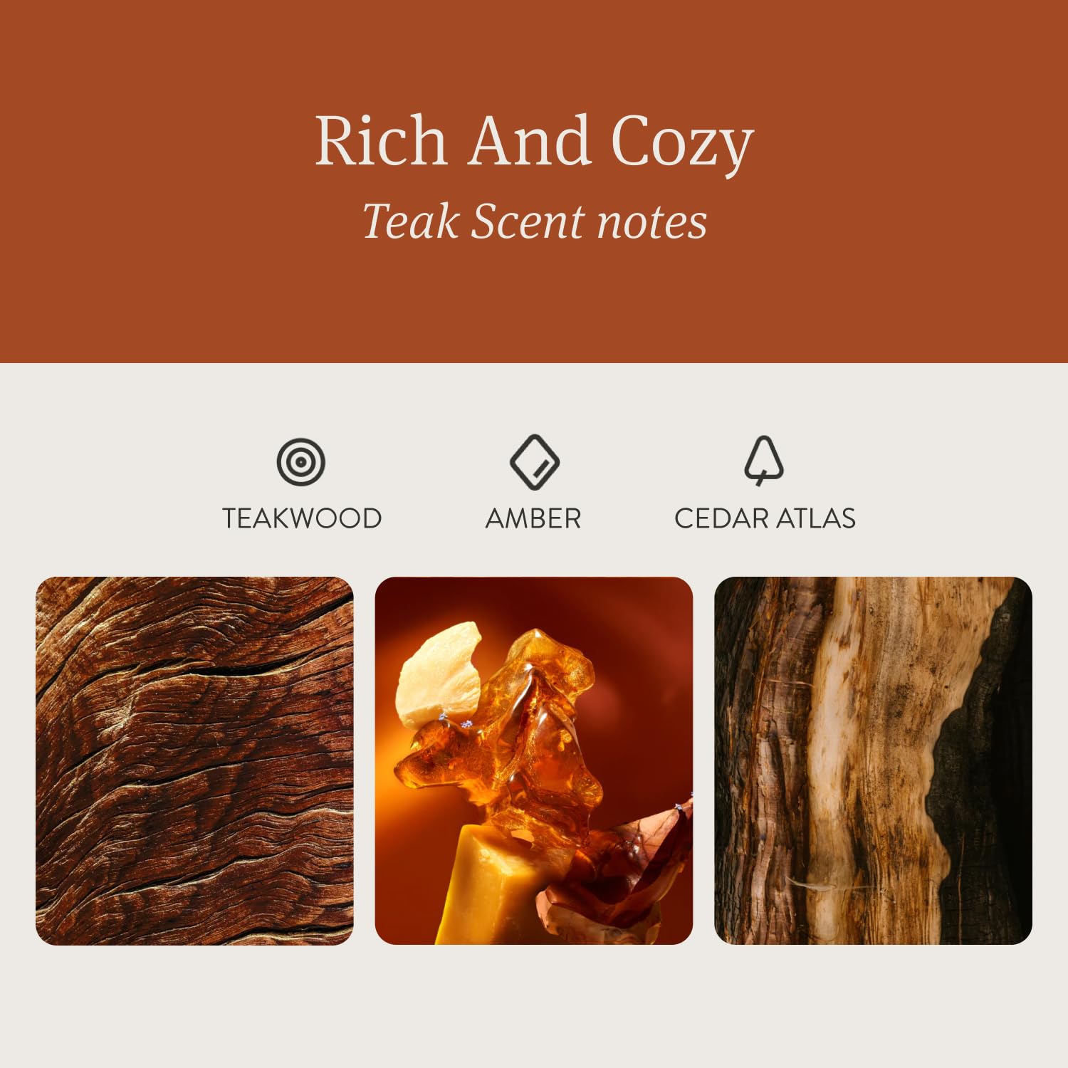 Drift teak scented candle in a ten-point-five-ounce jar for room fragrance.