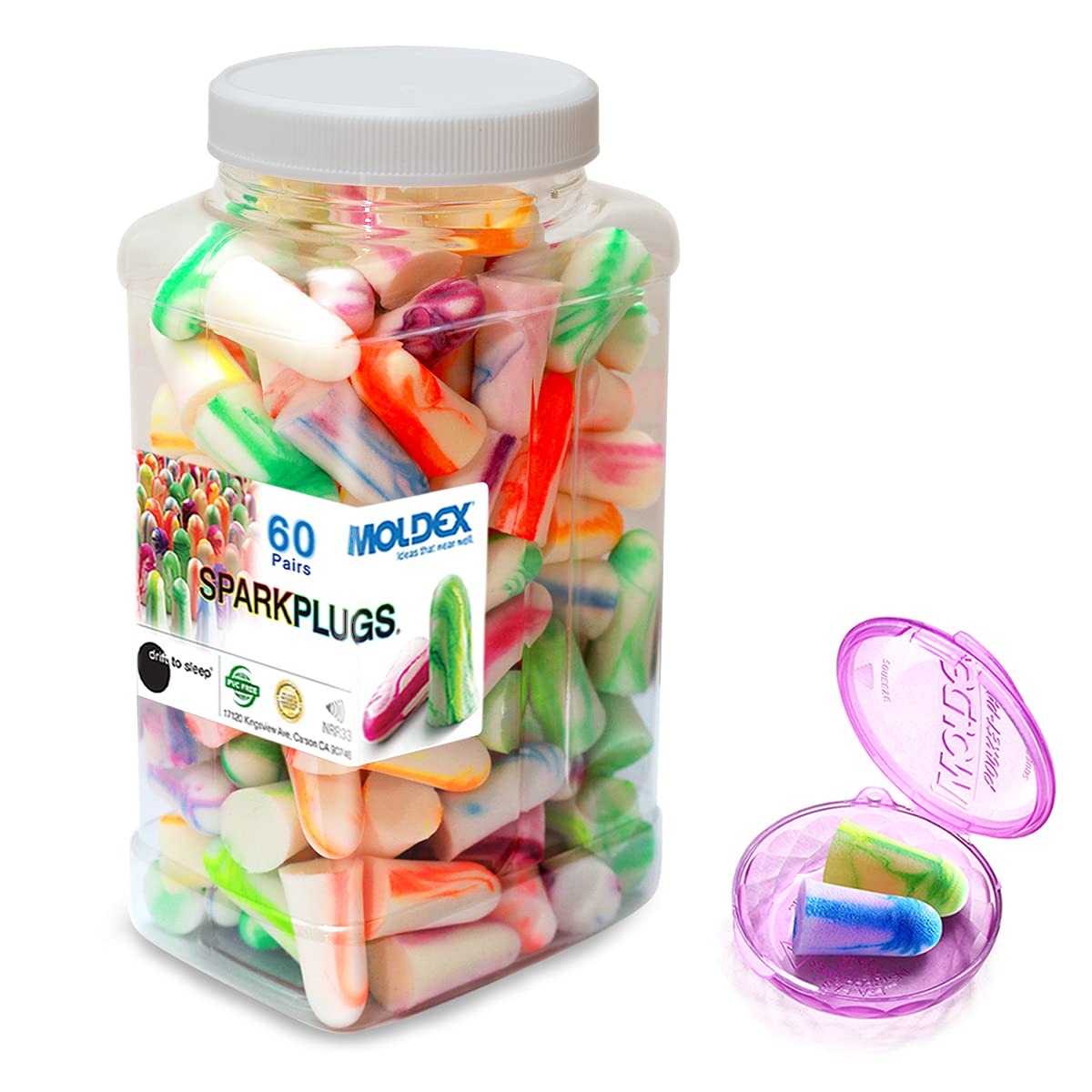 DRIFT TO SLEEP Moldex Softies bottle pack with 60 pairs for restful nights