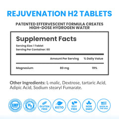 DRINK HRW Rejuvenation in a 500 ml glass showing the hydrogen boost.