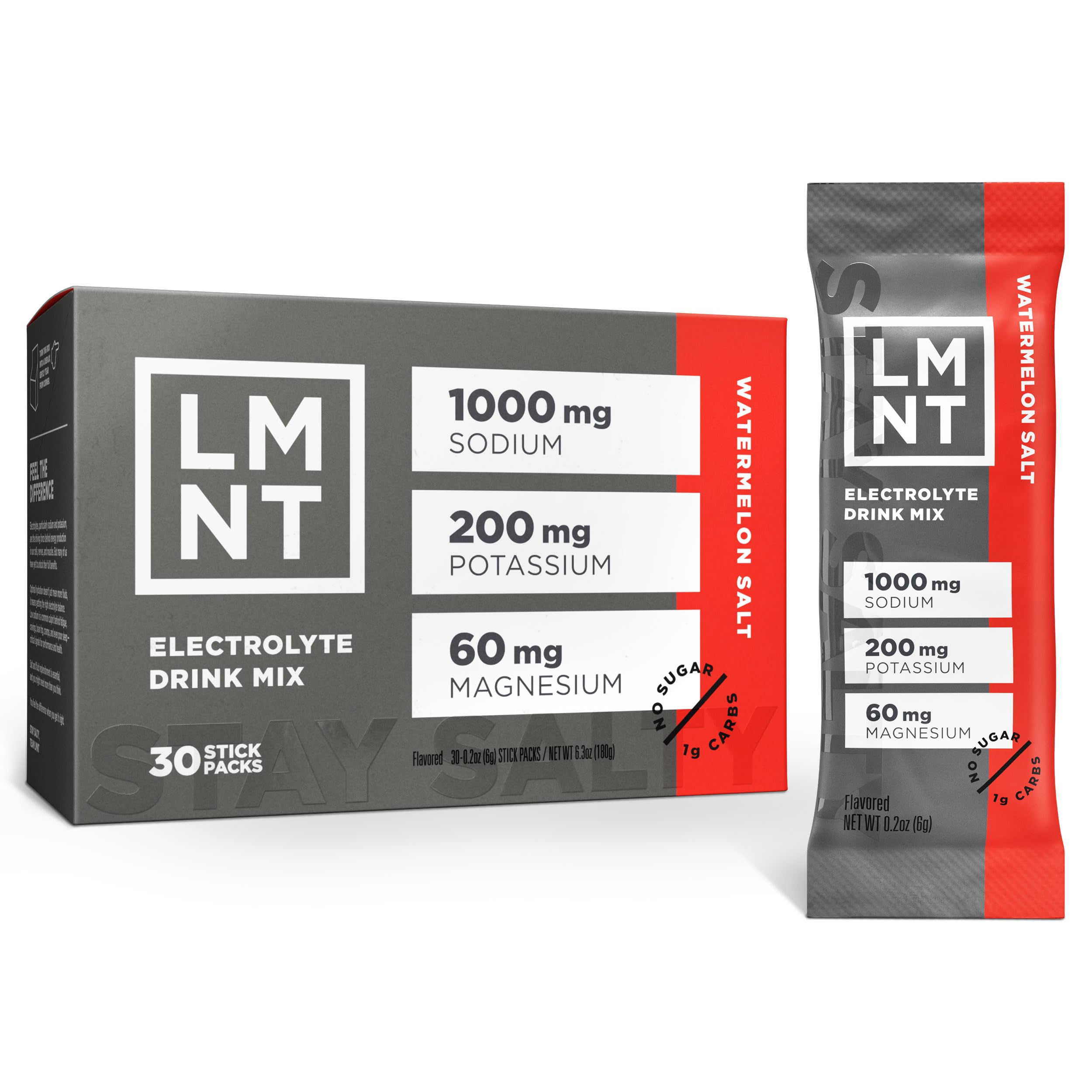 LMNT Watermelon Salt stick pack for on-the-go hydration