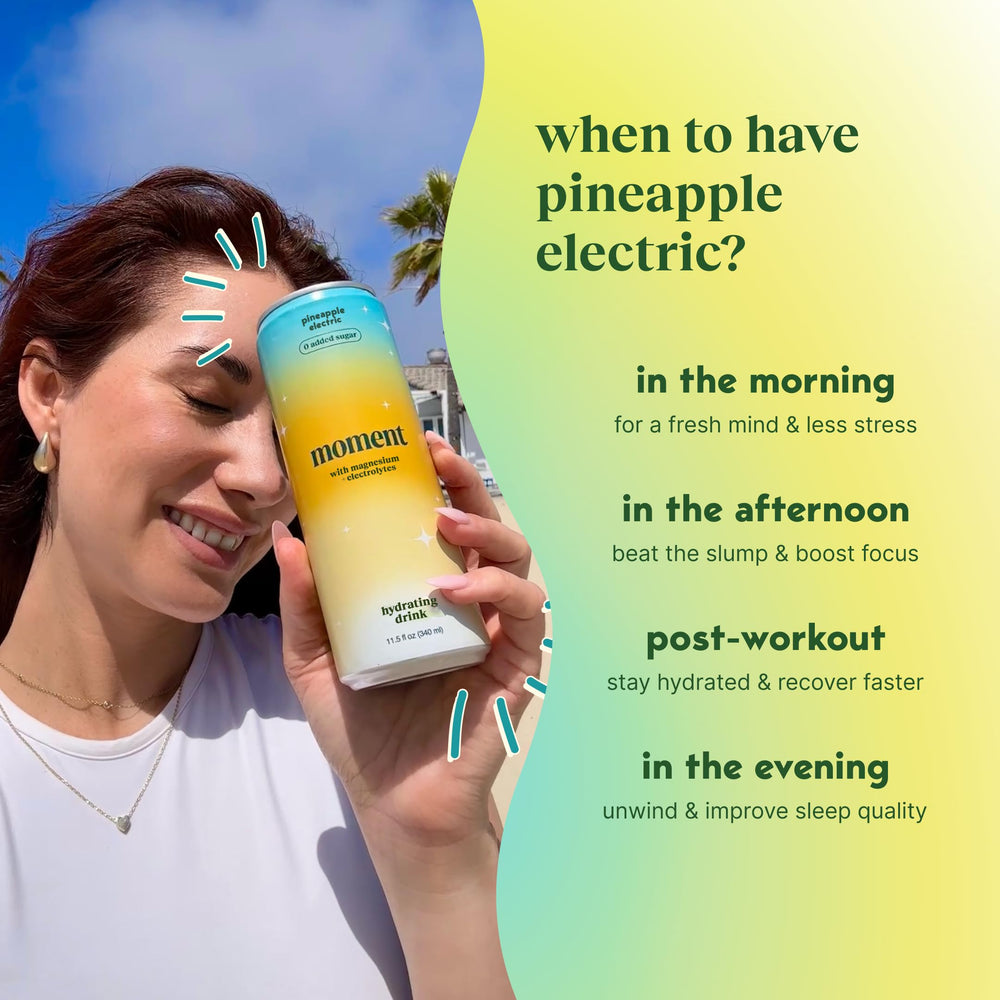 Moment Pineapple electrolyte ingredients label with magnesium, potassium, and sodium.