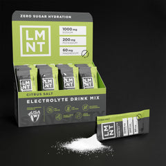 Drink LMNT Citrus Salt glass ready for electrolyte-enhanced beverages.