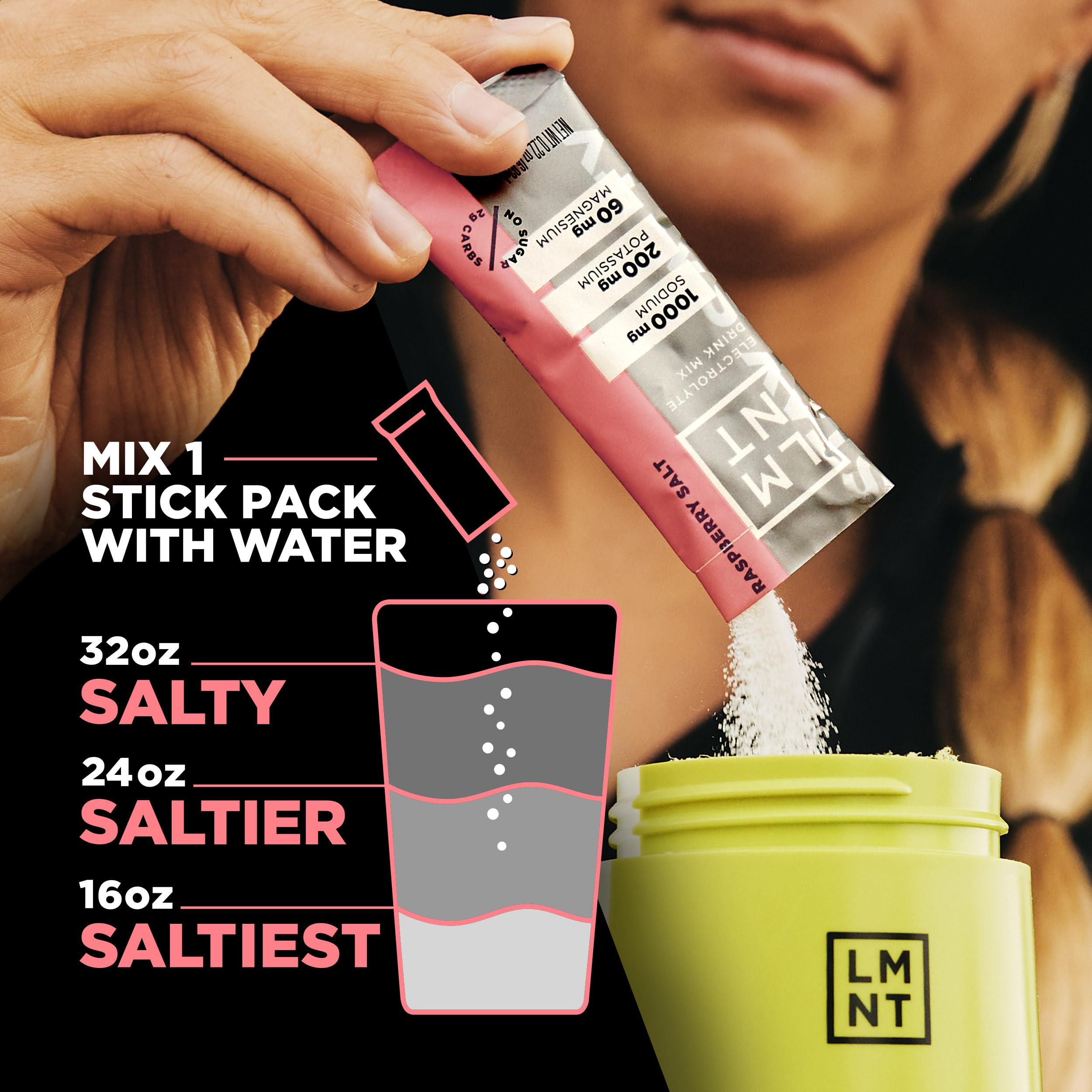Drink LMNT Raspberry Salt travel-pack ready for on-the-go hydration support.