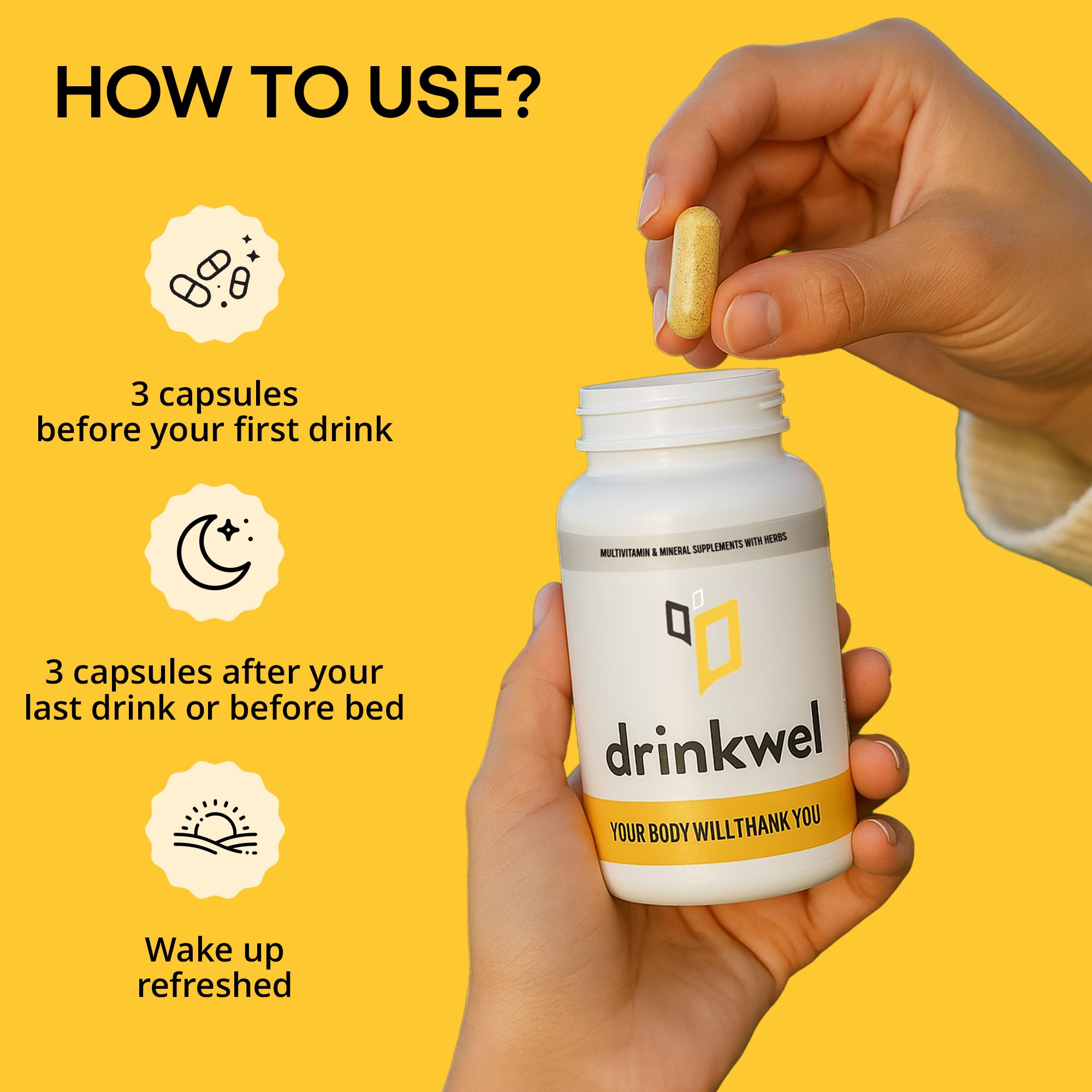 Drinkwel Better Mornings ingredients list - with vitamin C and zinc