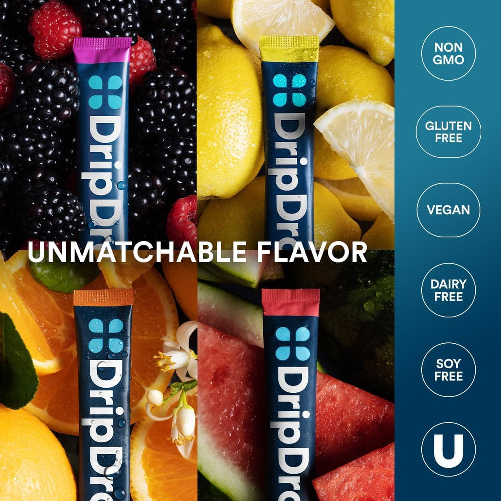 DripDrop glass with poured mix demonstrates easy mixing and flavor.