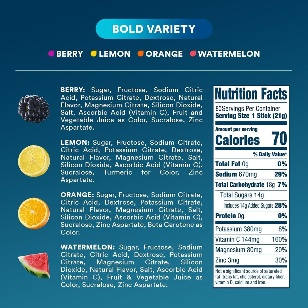DripDrop Ingredients label highlights non-GMO vegan formula.