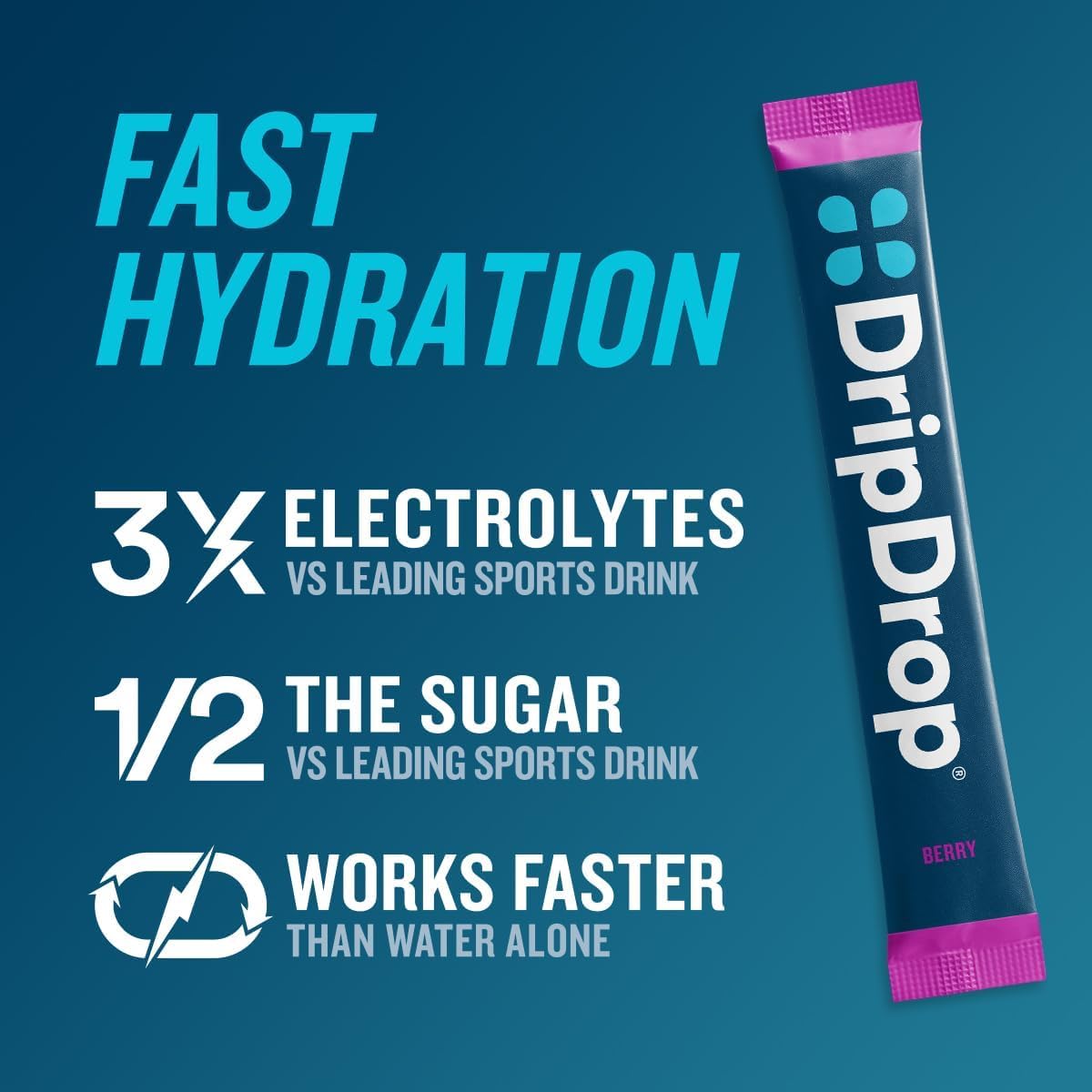 DripDrop Berry label highlights ingredients and allergen info
