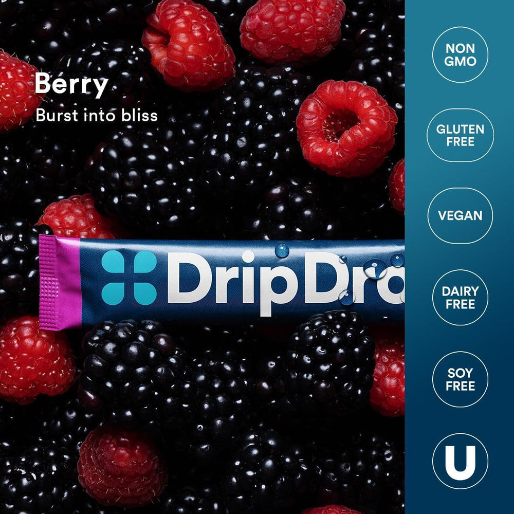 DripDrop Berry travel pack for gym bags and travel