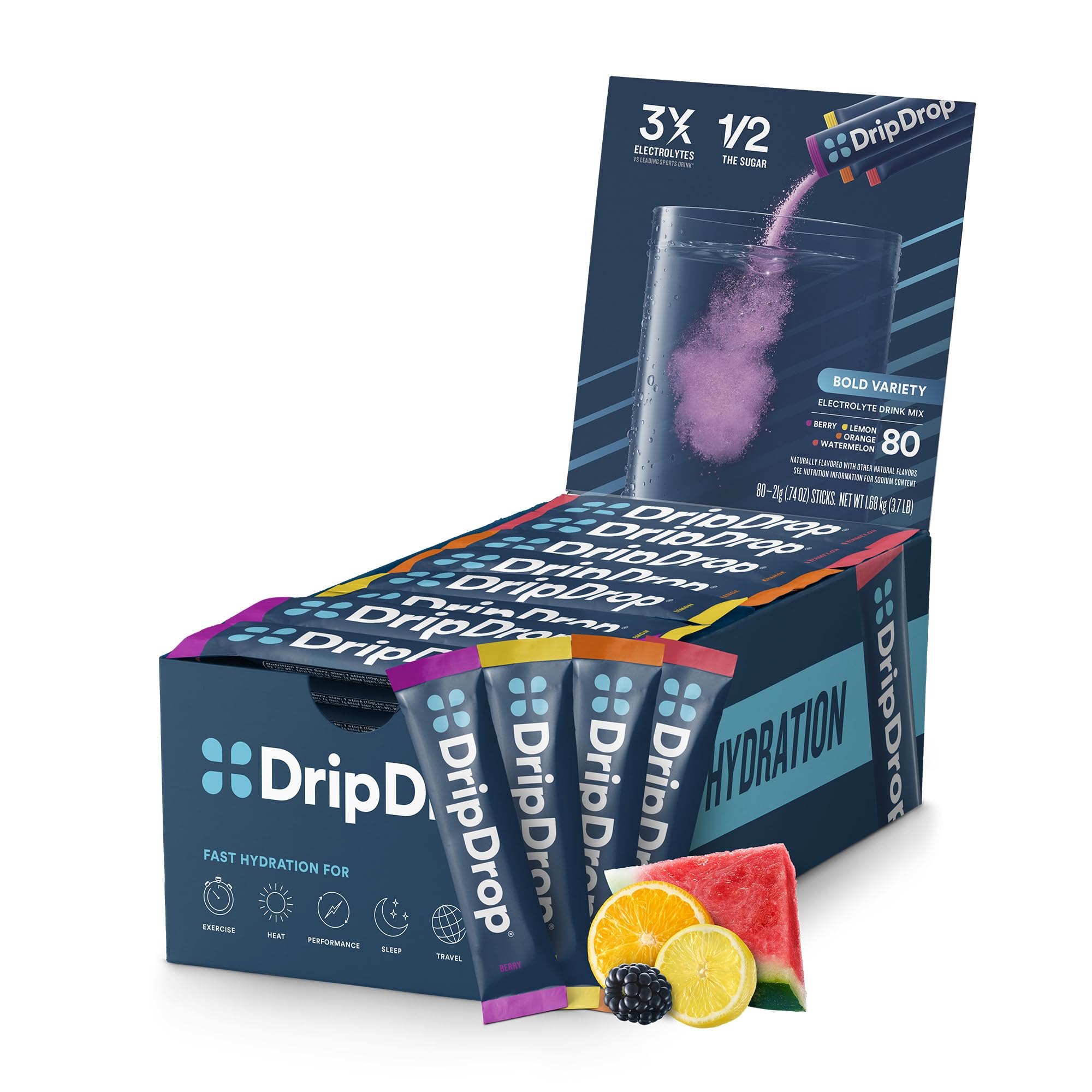 DripDrop Hydration Watermelon packet for quick on-the-go hydration during workouts.