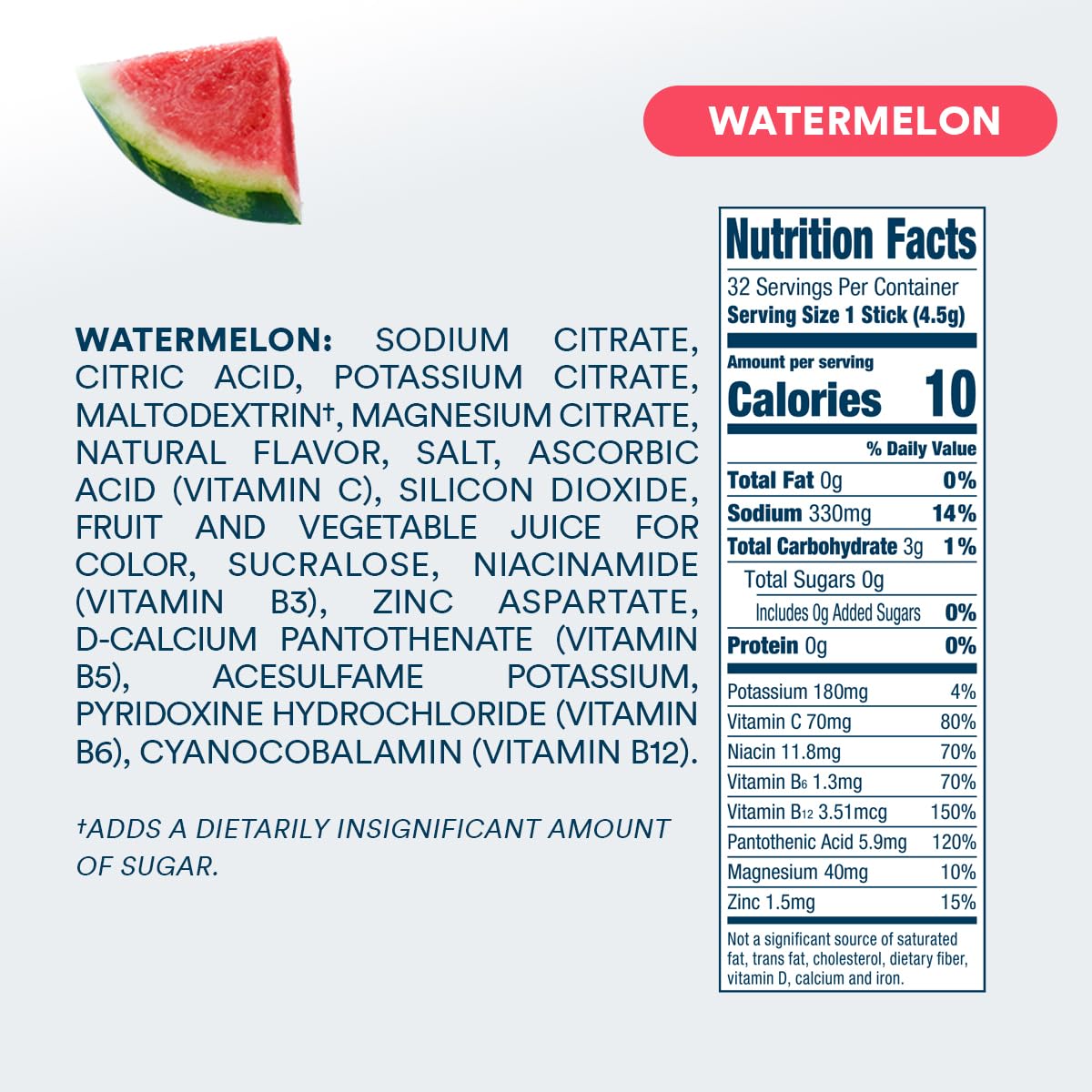 DripDrop ingredients label highlighting non-GMO formulation.
