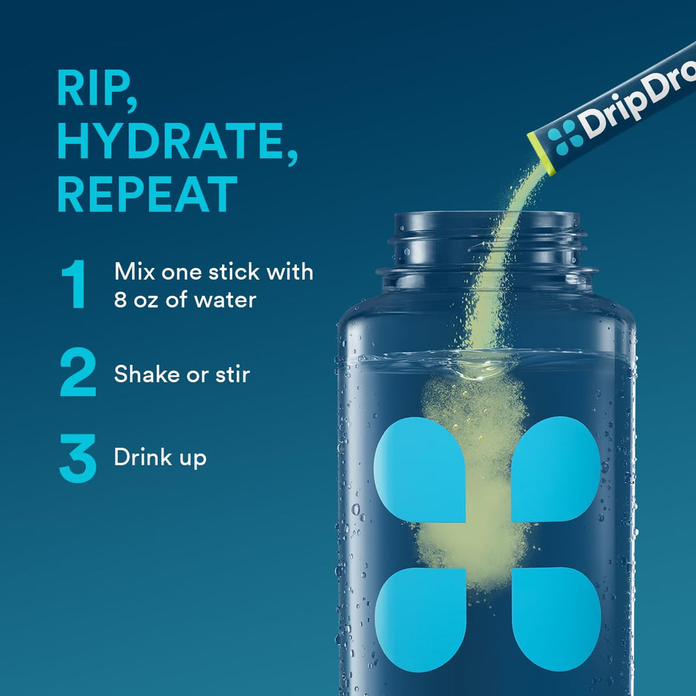Athletic bag with DripDrop Lemon Lime packets for workouts.