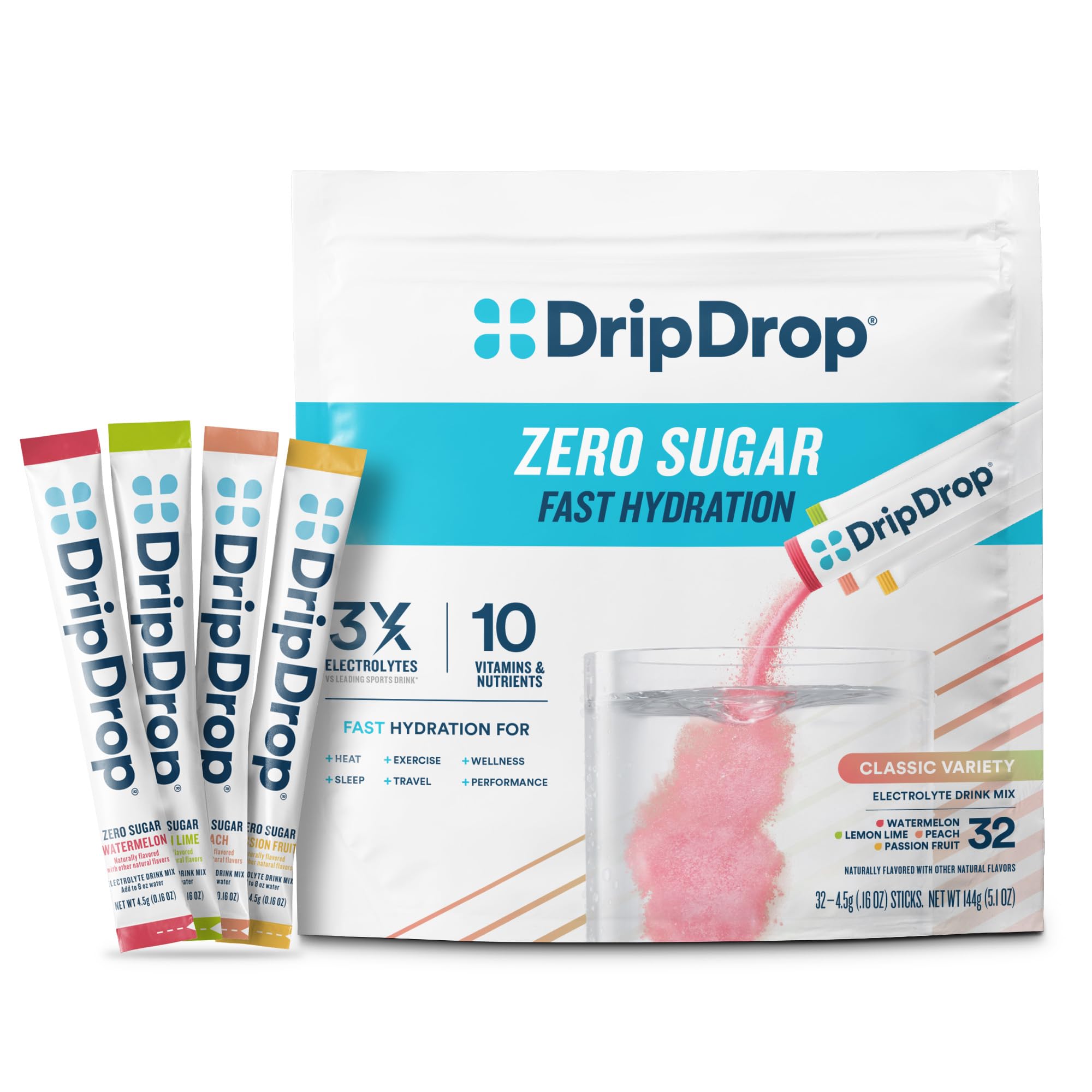 DripDrop sugar-free hydration lemon lime pack for quick electrolyte replenishment on the go