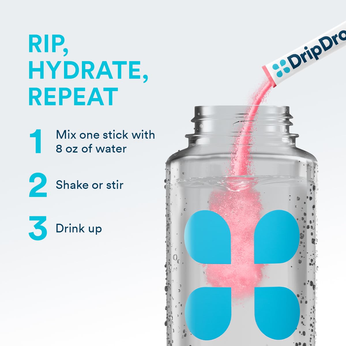 Vibrant Cherry Limeade color on DripDrop packaging.