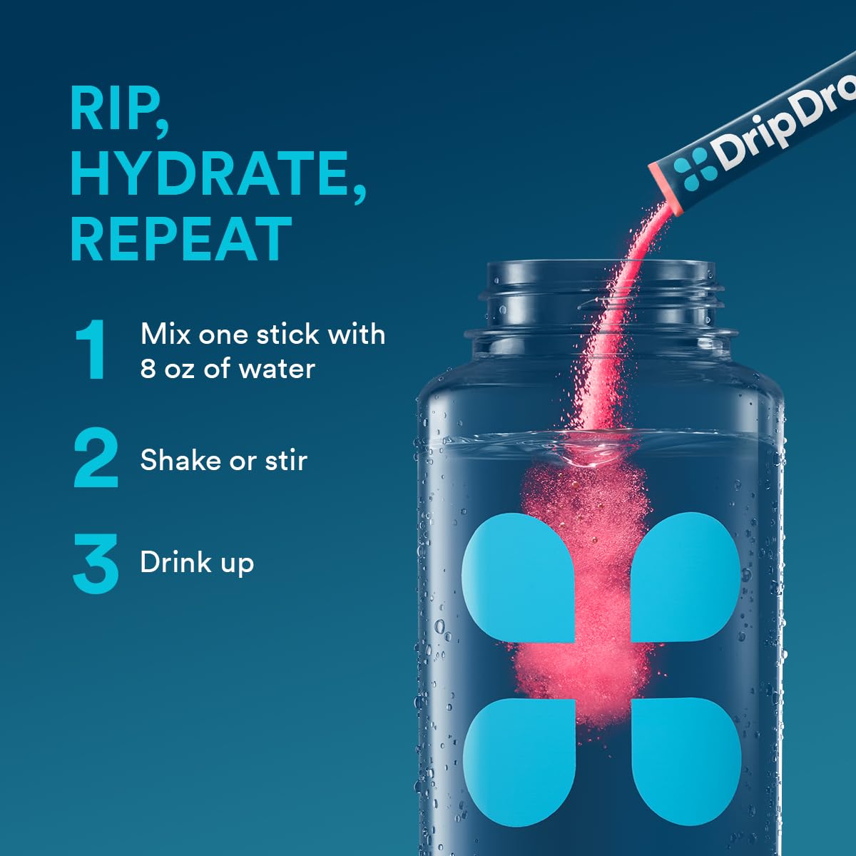 DripDrop Sunburst travel pack shown for on-the-go hydration.