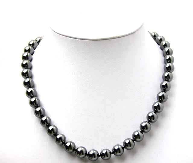 Drkao hematite necklace worn on neck for versatile, stylish visibility.
