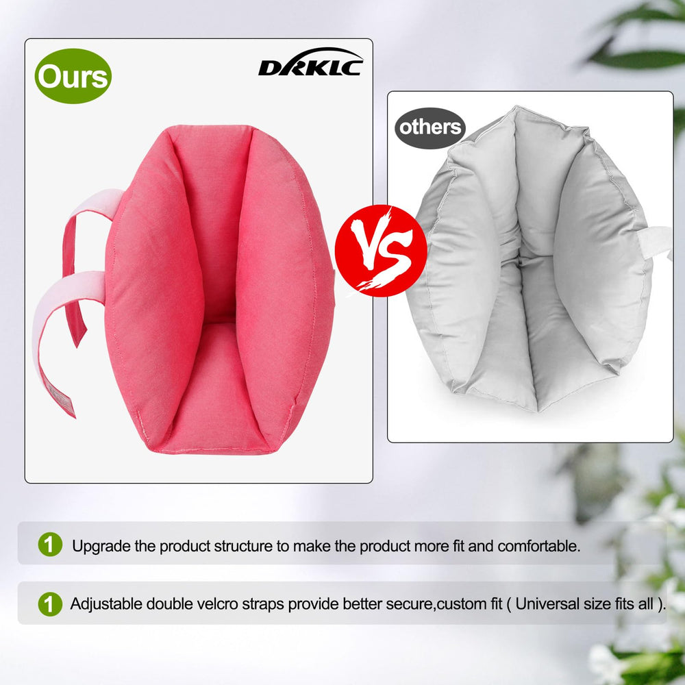 DRKLC foot pillow with two adjustable straps for secure fit during recovery