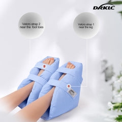 DRKLC heel protector being slipped on easily for bedside use