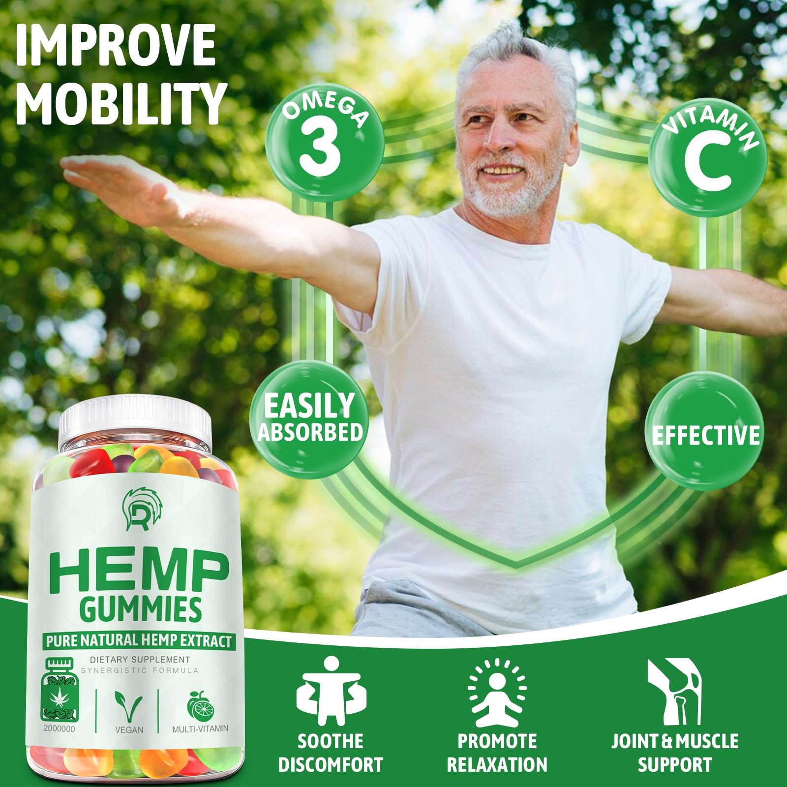 Drloton Hemp Gummies 3-pack display emphasizes value and convenience.