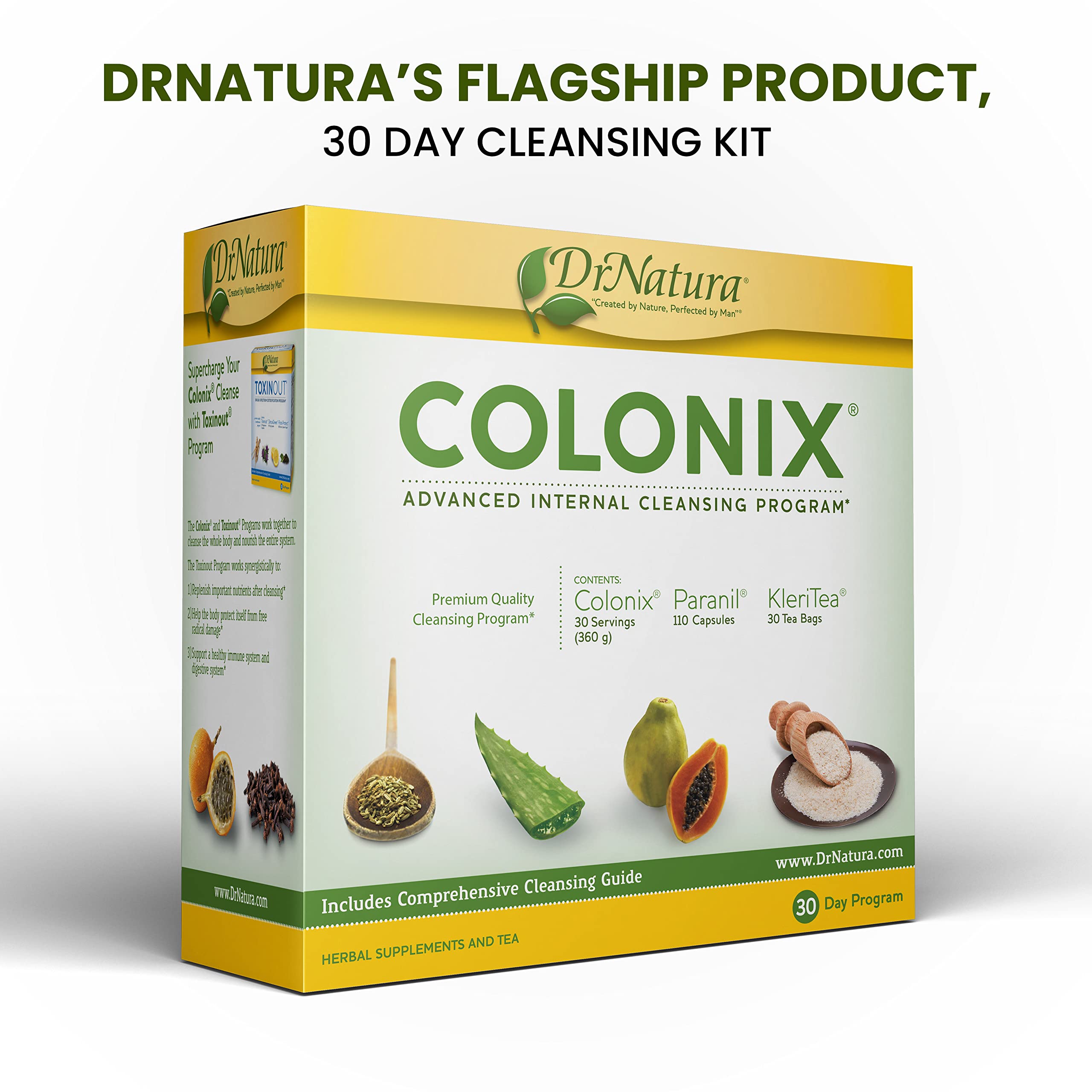DrNatura Colonix psyllium husk powder in a bowl for gentle digestion.
