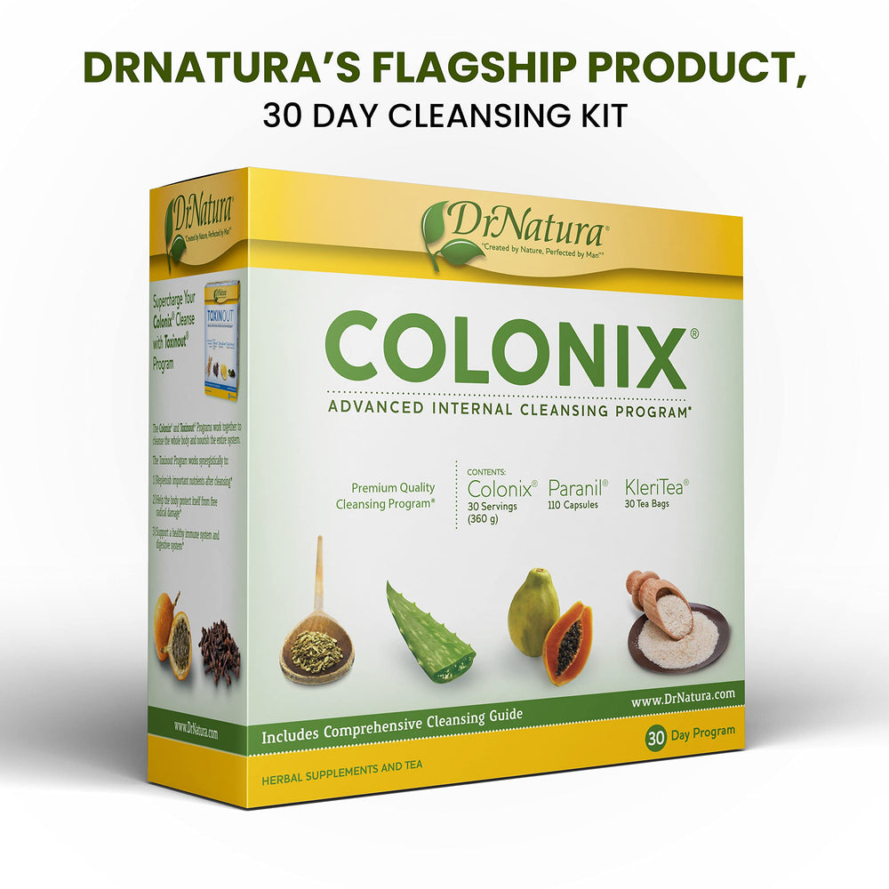 DrNatura Colonix psyllium husk powder in a bowl for gentle digestion.