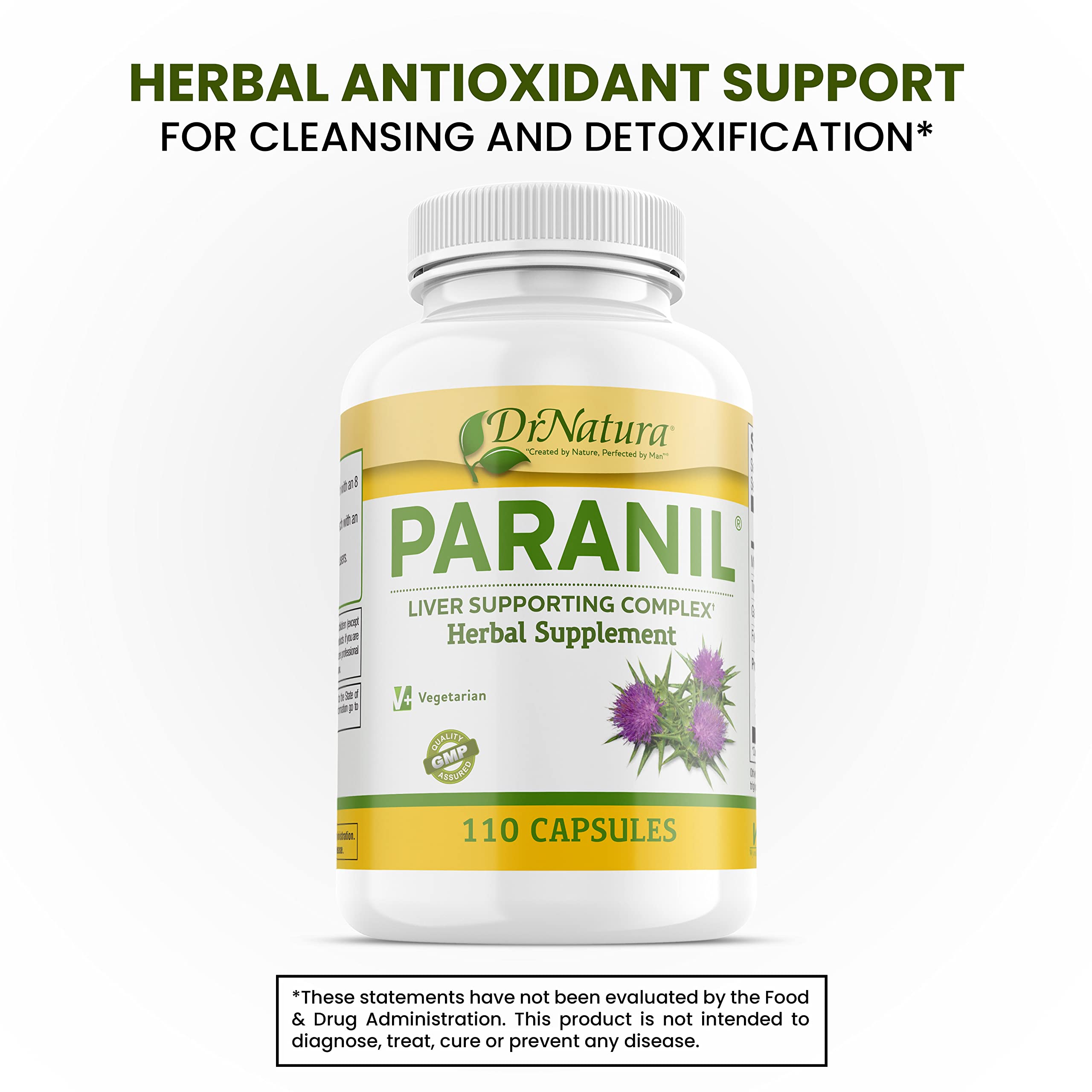 DrNatura Paranil bottle back detail highlighting ingredients and dosage.