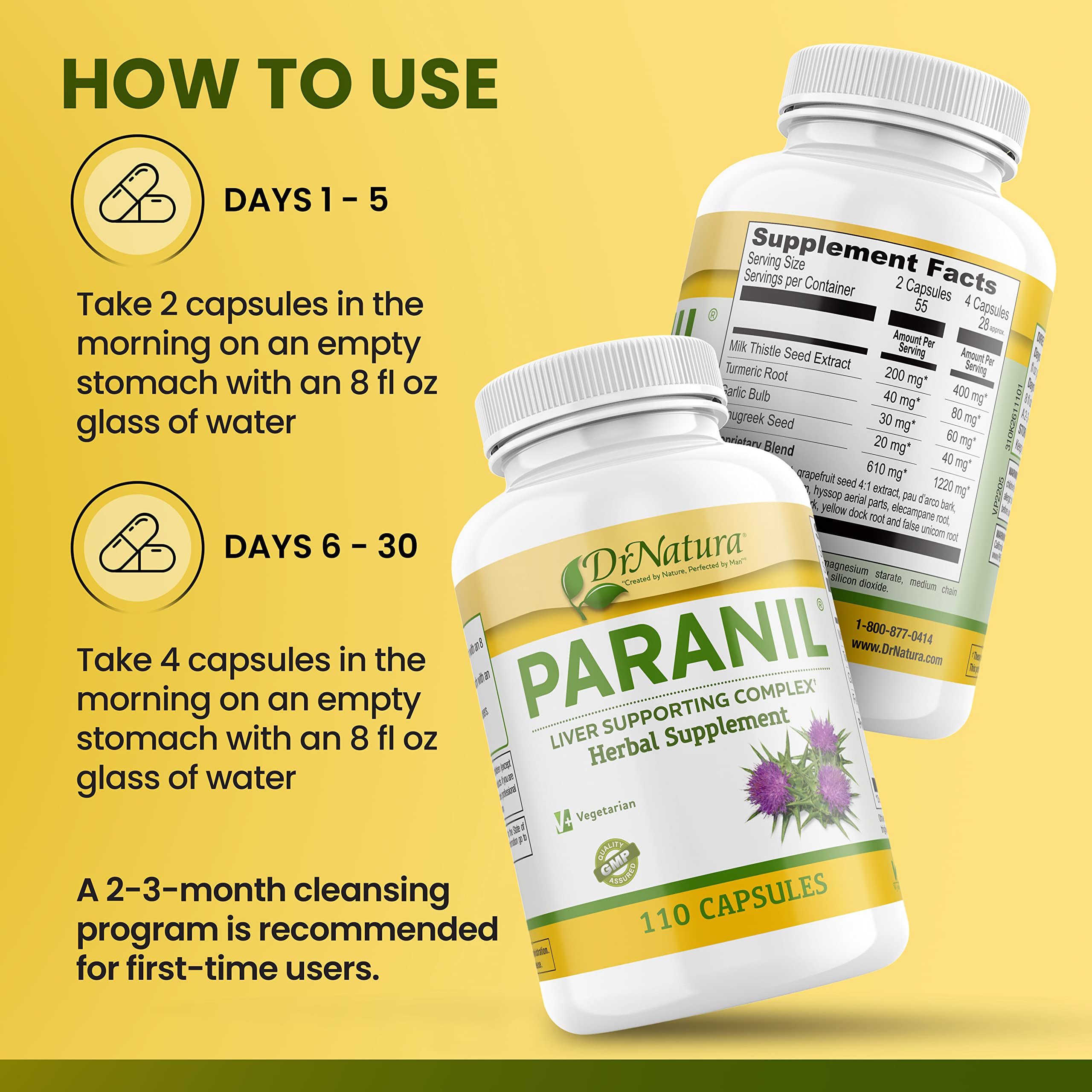 DrNatura Paranil dispensing view showing easy daily dosing.