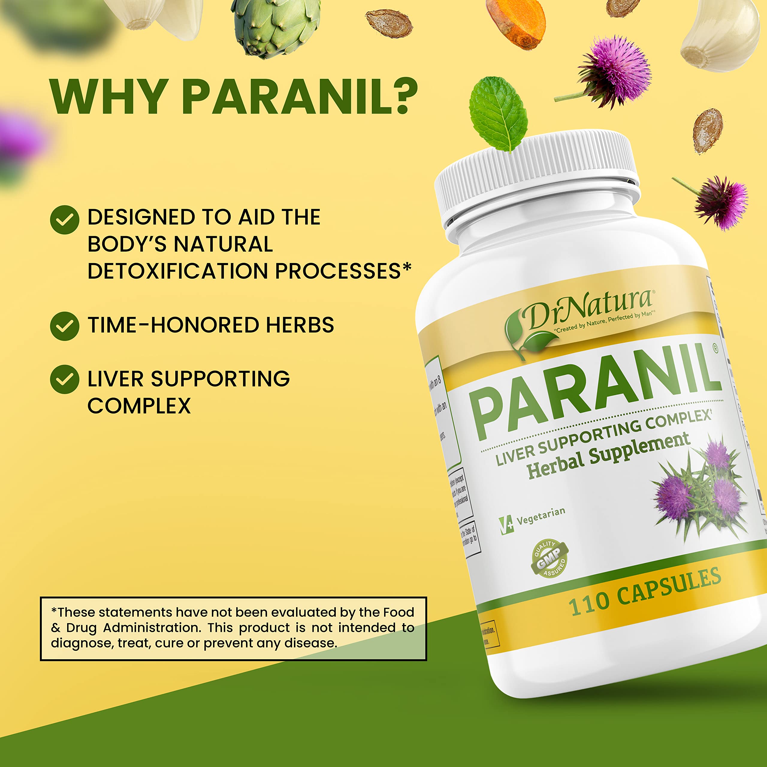 DrNatura Paranil label detail with nutrition facts and transparency.