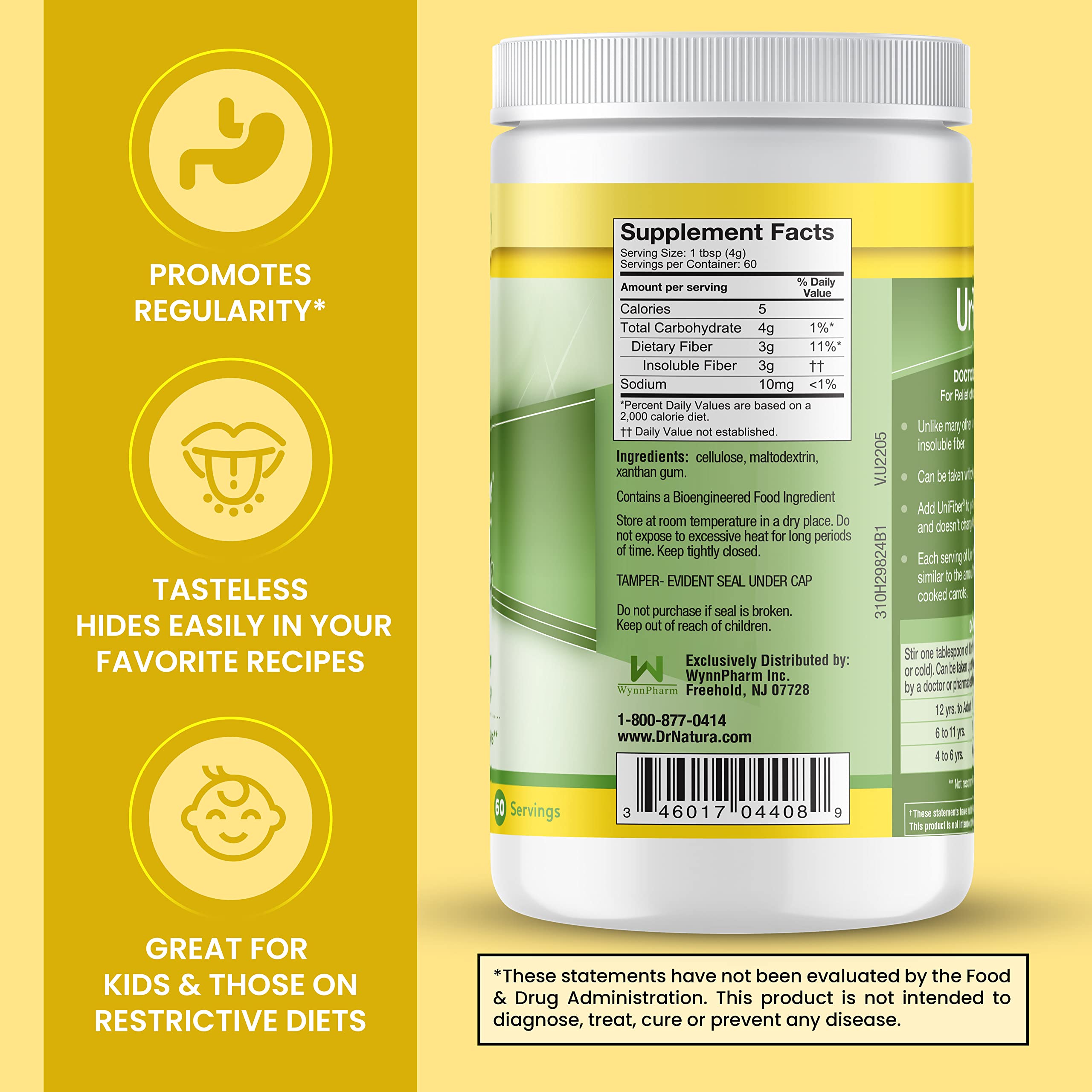 DrNatura Unifiber scoop demonstrates measurement for simple portion control and routine fiber intake.