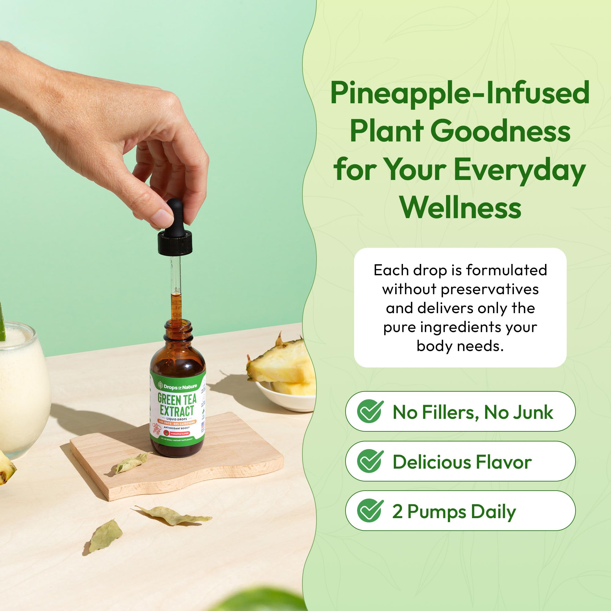Drops Of Nature Green Tea Liquid Drops liquid essence supports quick absorption
