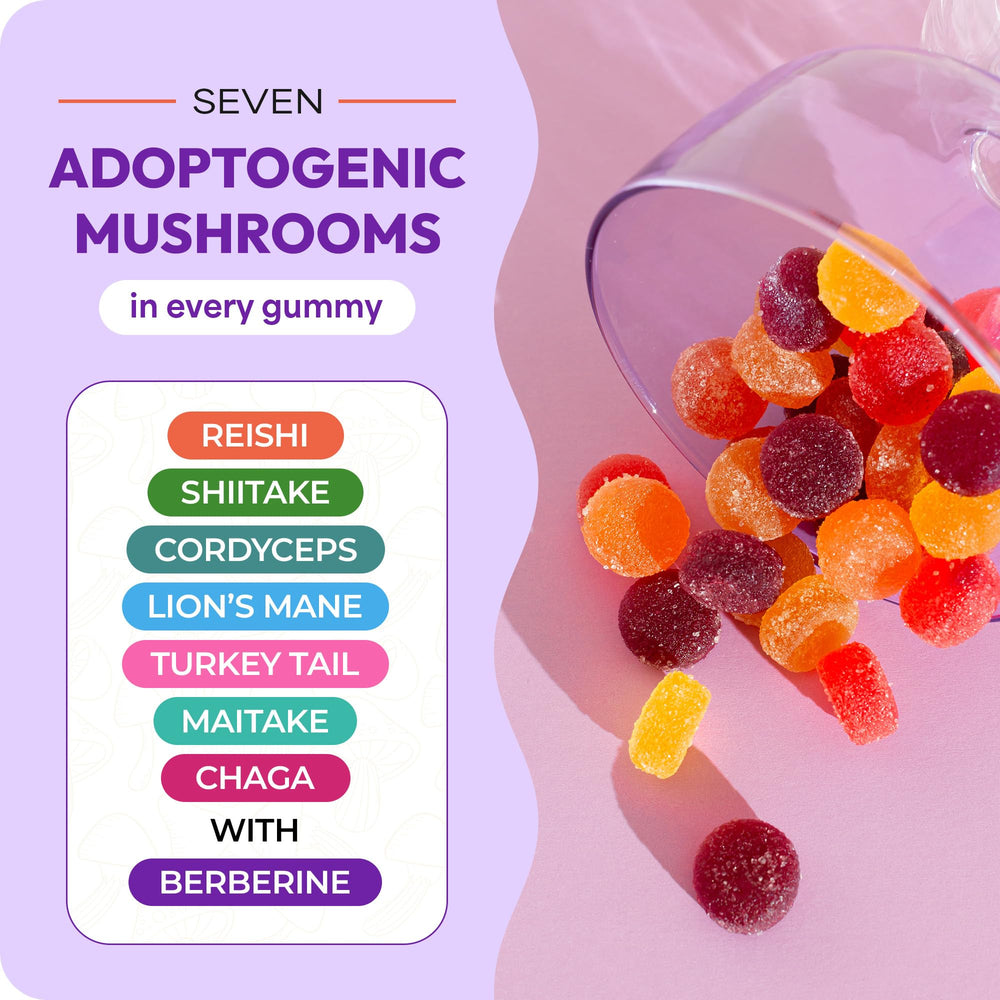 Drops Of Nature mushroom gummies closeup texture highlights chewy berry flavor.