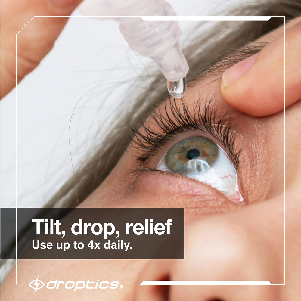 Droptics 5 mL bottle ready for instant eye refreshment