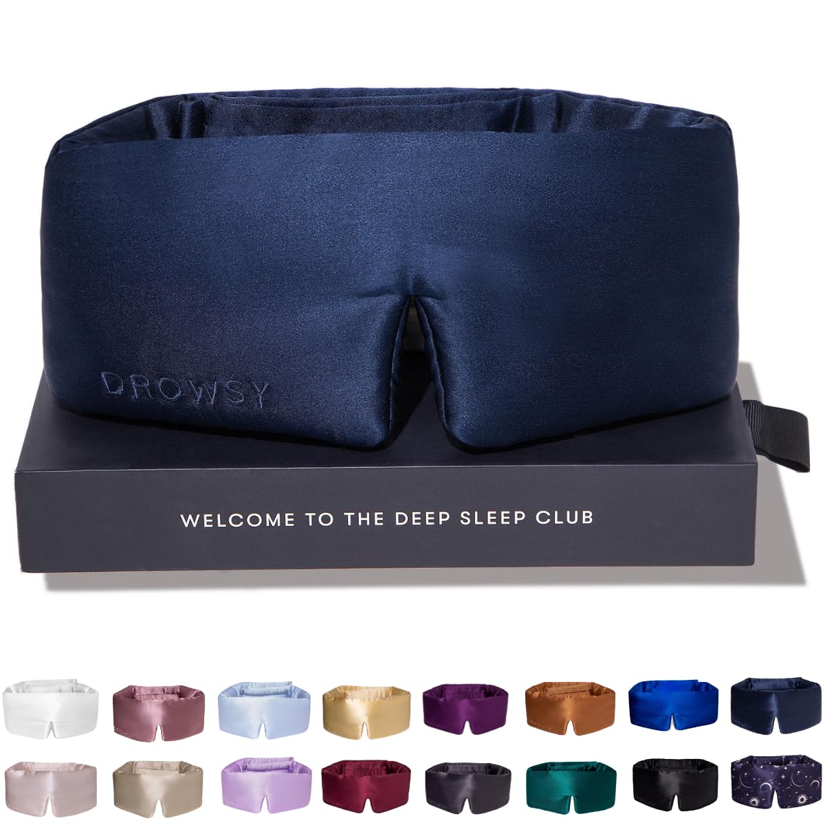 Drowsy silk sleep mask close-up highlighting premium Mulberry silk texture