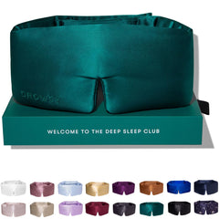 Drowsy silk sleep mask hugs the face for total darkness and luxurious comfort.