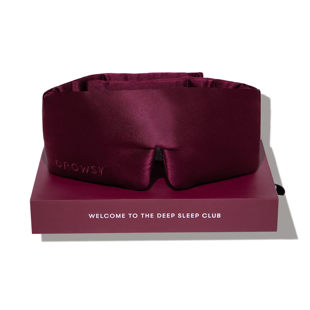 DROWSY Silk Sleep Mask shows face hugging design for full night comfort.