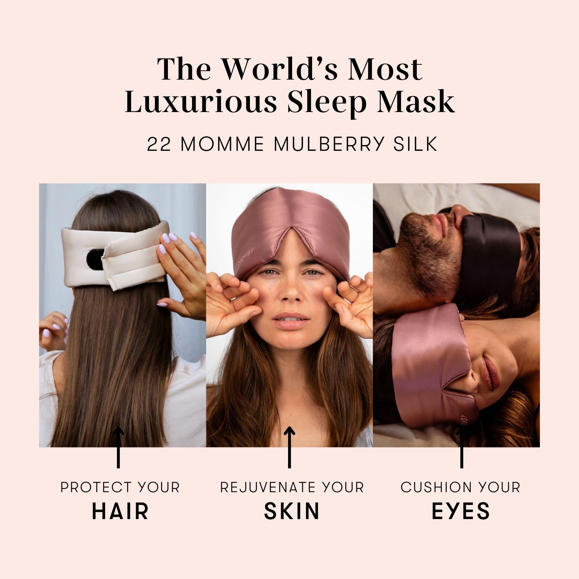 Drowsy Silk Sleep Mask shows light-blocking design in darkness.