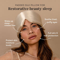 DROWSY Silk Sleep Mask blocks light for total darkness and undisturbed sleep.