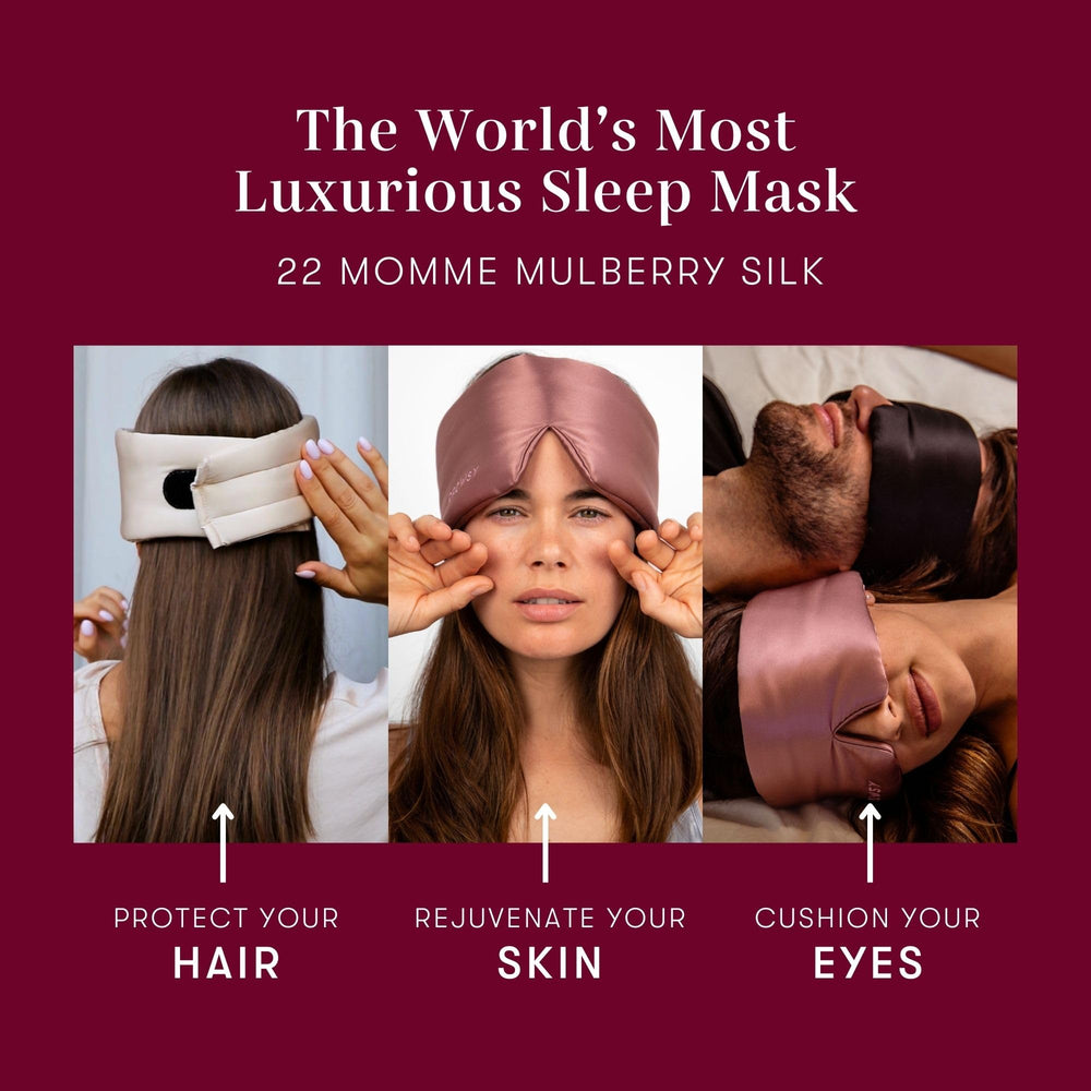 DROWSY Silk Sleep Mask wide padding prevents slipping and enhances light blocking.