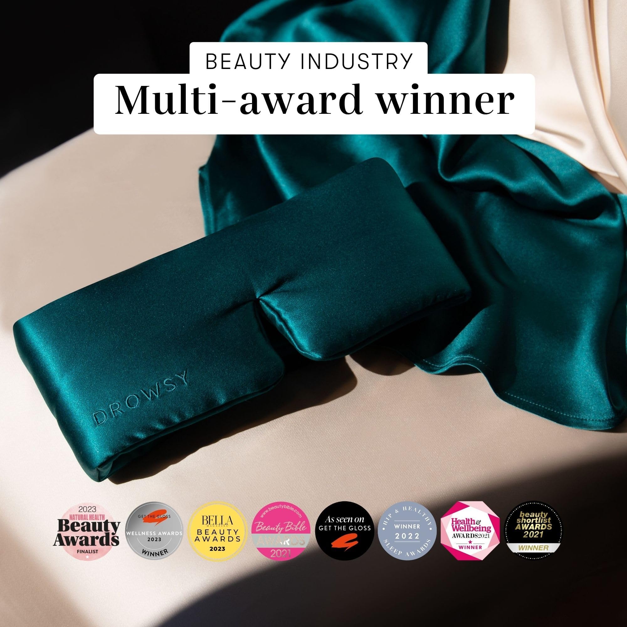 Drowsy travel-friendly silk mask packs compactly for on-the-go rest.