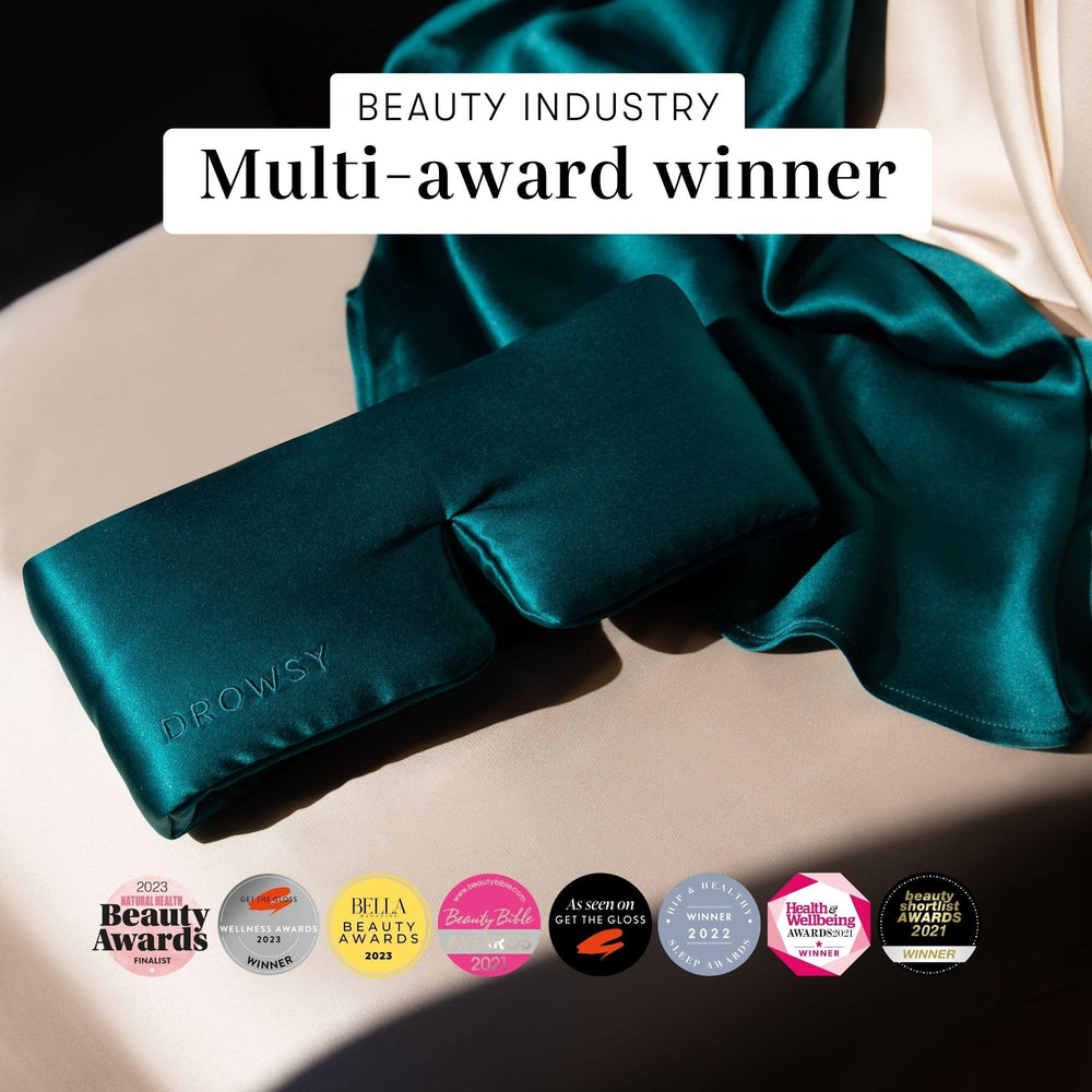 Drowsy travel-friendly silk mask packs compactly for on-the-go rest.
