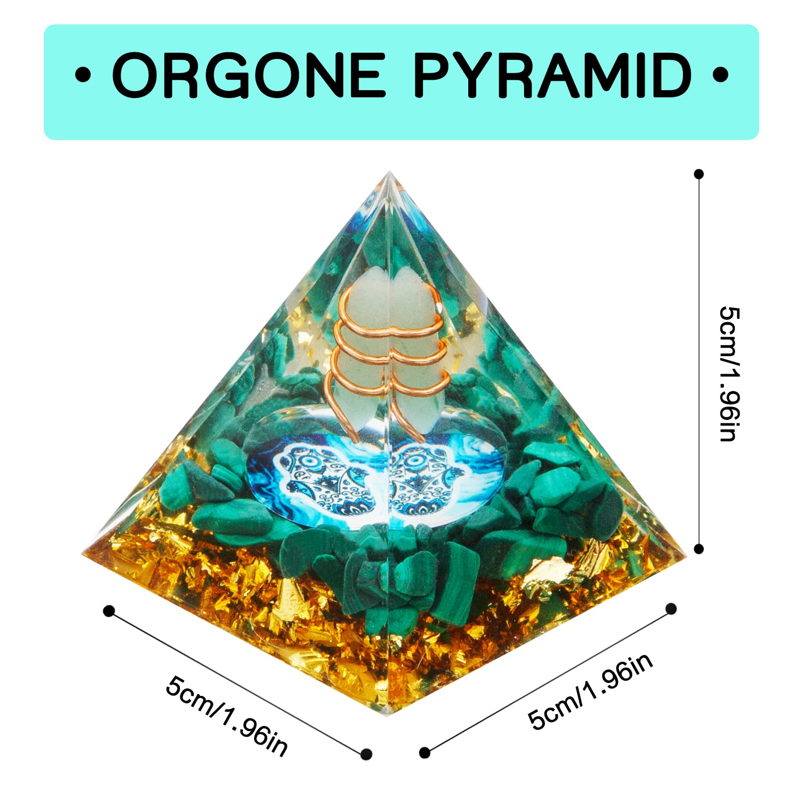 DRTMLY Orgone Pyramid copper coil structure shows healing energy in compact form