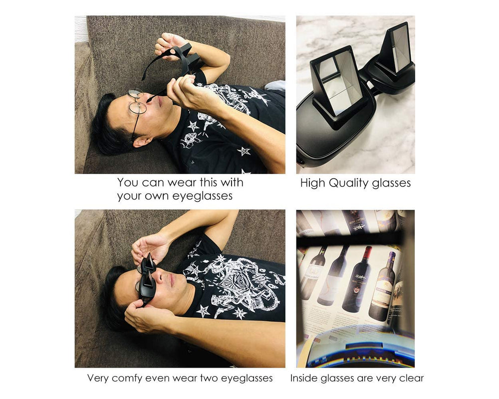 DS Distinctive Style prism glasses horizontal TV viewing with relaxed posture.