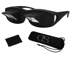 DS Distinctive Style prism glasses lying down for comfortable bed reading.