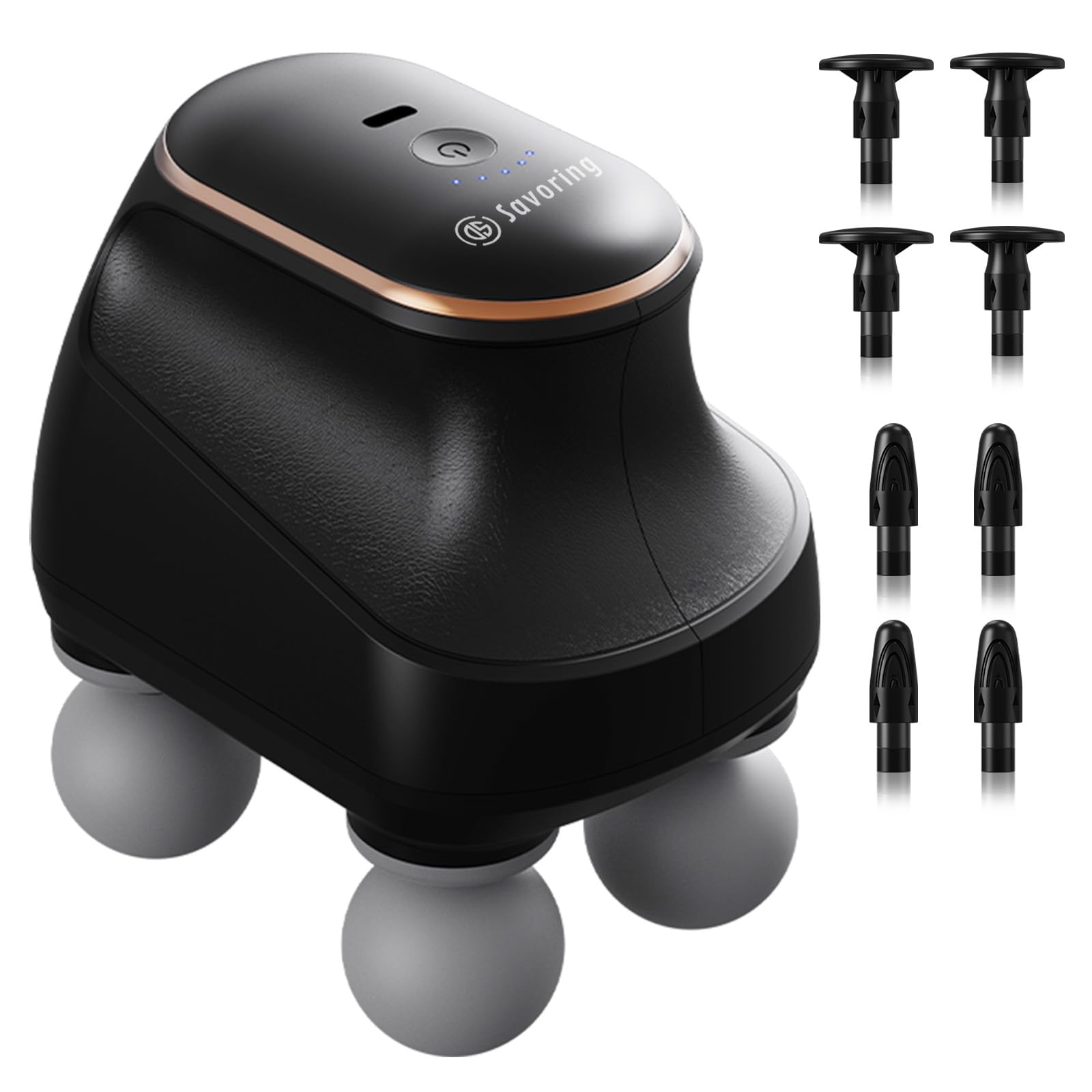 DS SAVORING 4 Head Massage Gun front view showing broad massage head for full-muscle coverage