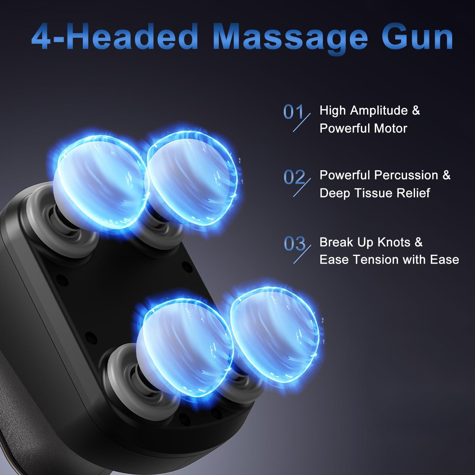 DS SAVORING 4 Head Massage Gun side view highlighting cordless, ergonomic grip