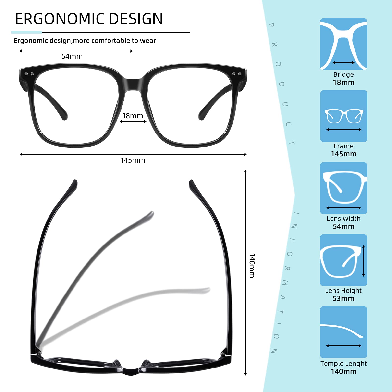 DTIUGUTAE oversized square frame offering outfits and eye comfort