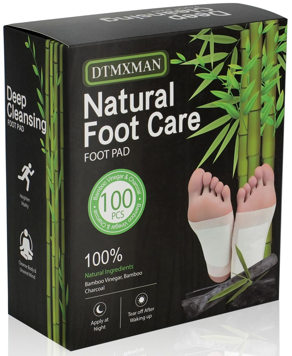 DtMxMan bamboo foot pads packaging, ready for nightly use.