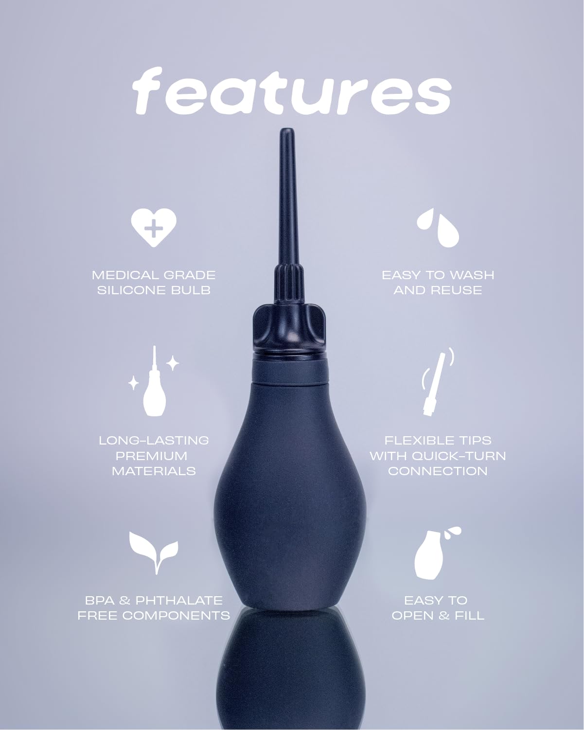 Du Silicone Anal Enema Kit quick-connect tips for hygienic replacement.